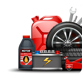 Car engine parts and mechanic tools